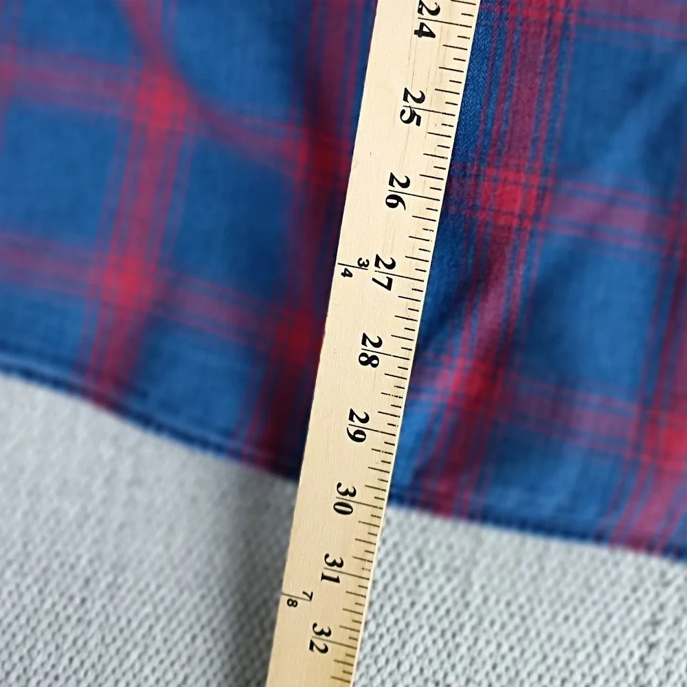 Orvis Active Fit Flannel Button Down Shirt Men XL Blue Red Plaid PocketsOutdoors - Picture 8 of 9